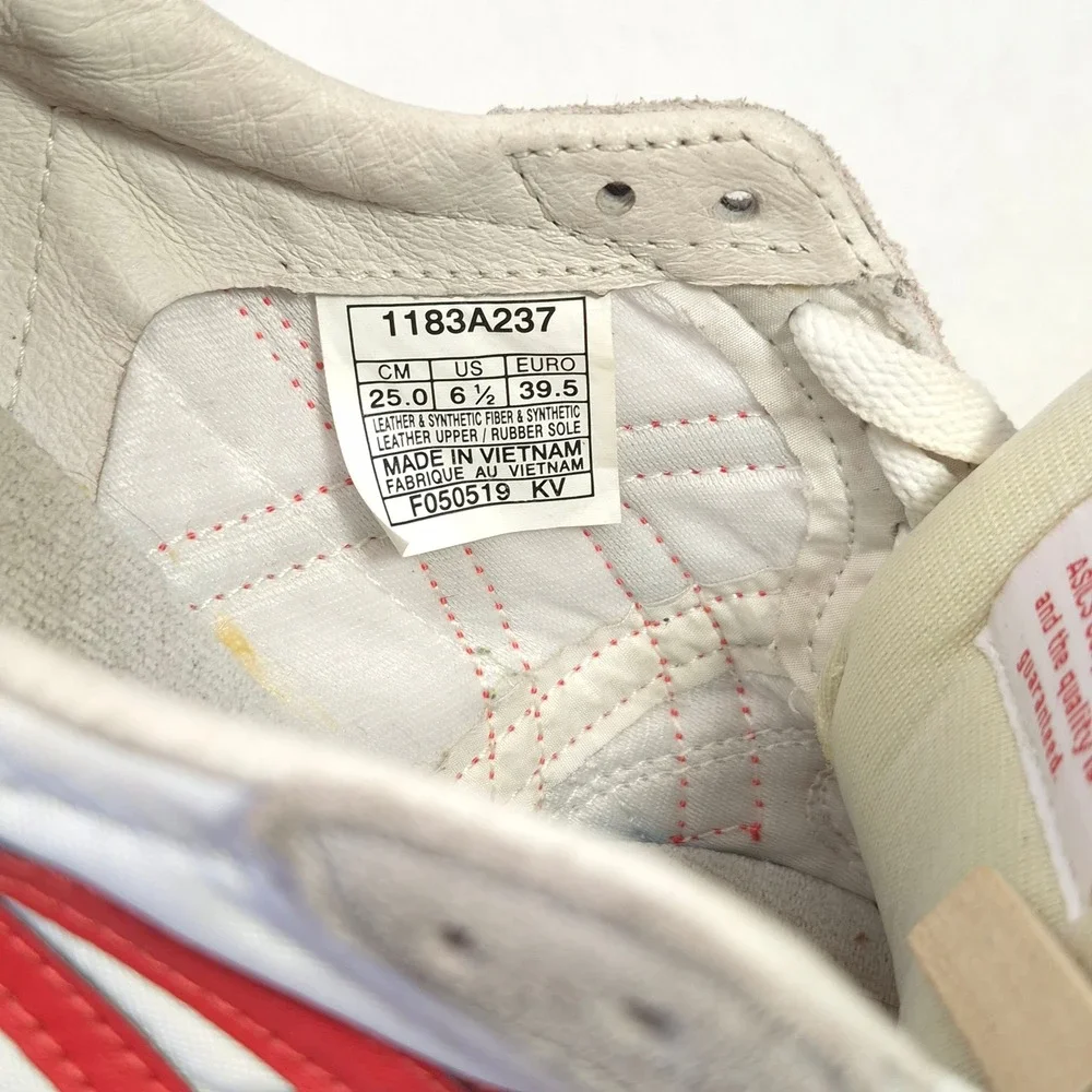 Onitsuka Tiger Serrano White Red Leather Suede Sneakers Mens 5 Womens 6.5